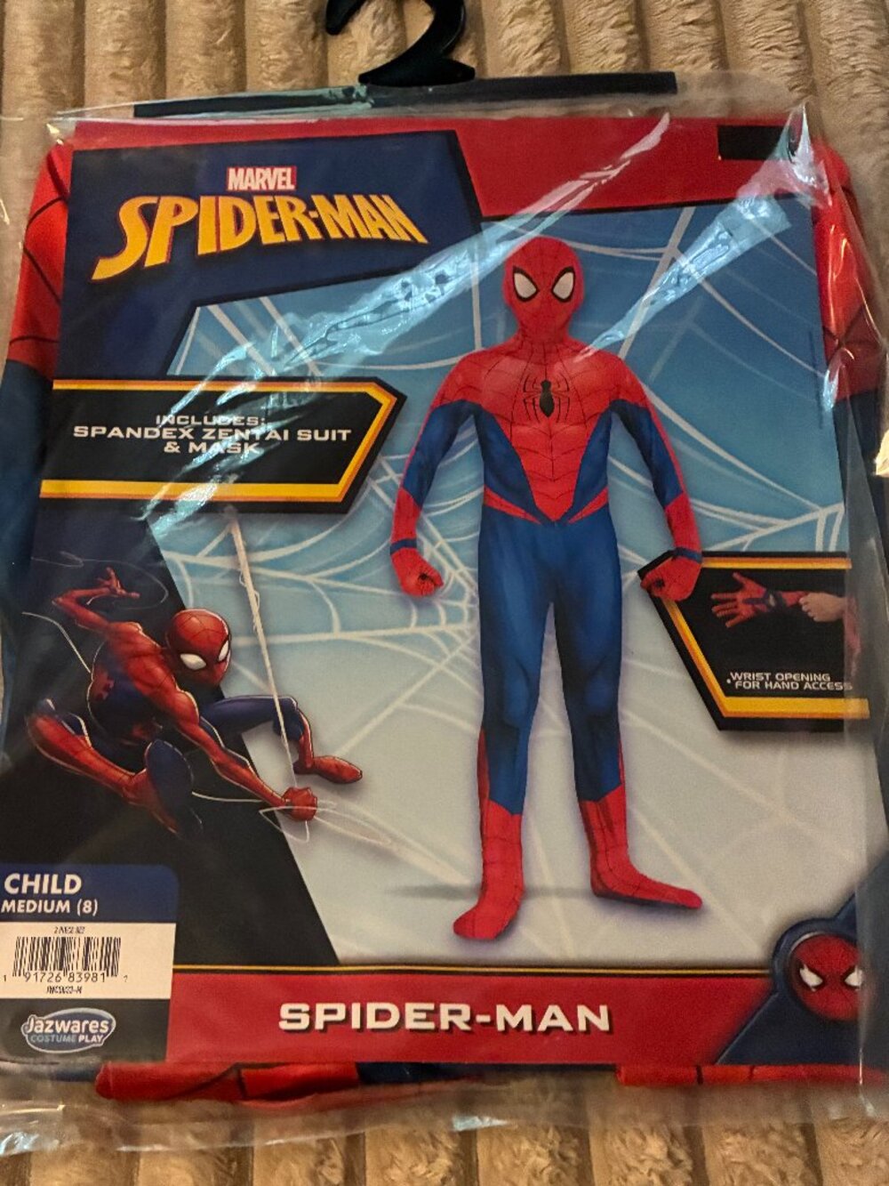 MARVEL SPIDERMAN CHILD COSTUME-MEDIUM (8)-JAZWARES COSTUME PLAY-NWT!